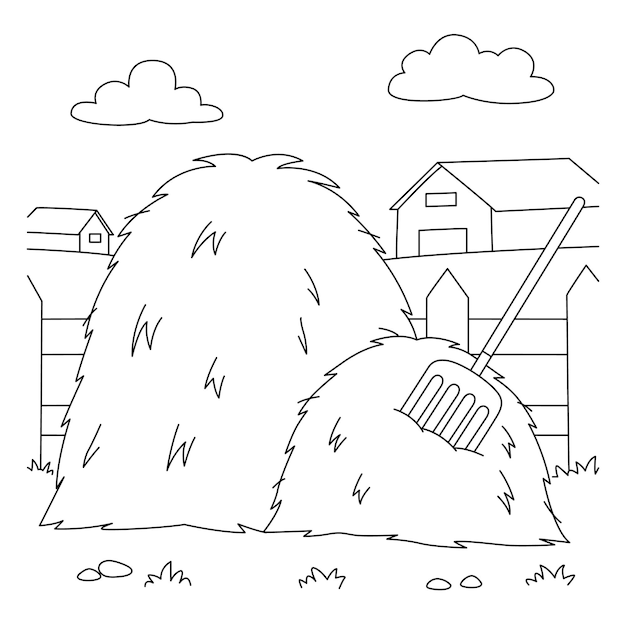 Premium vector haystack coloring page for kids