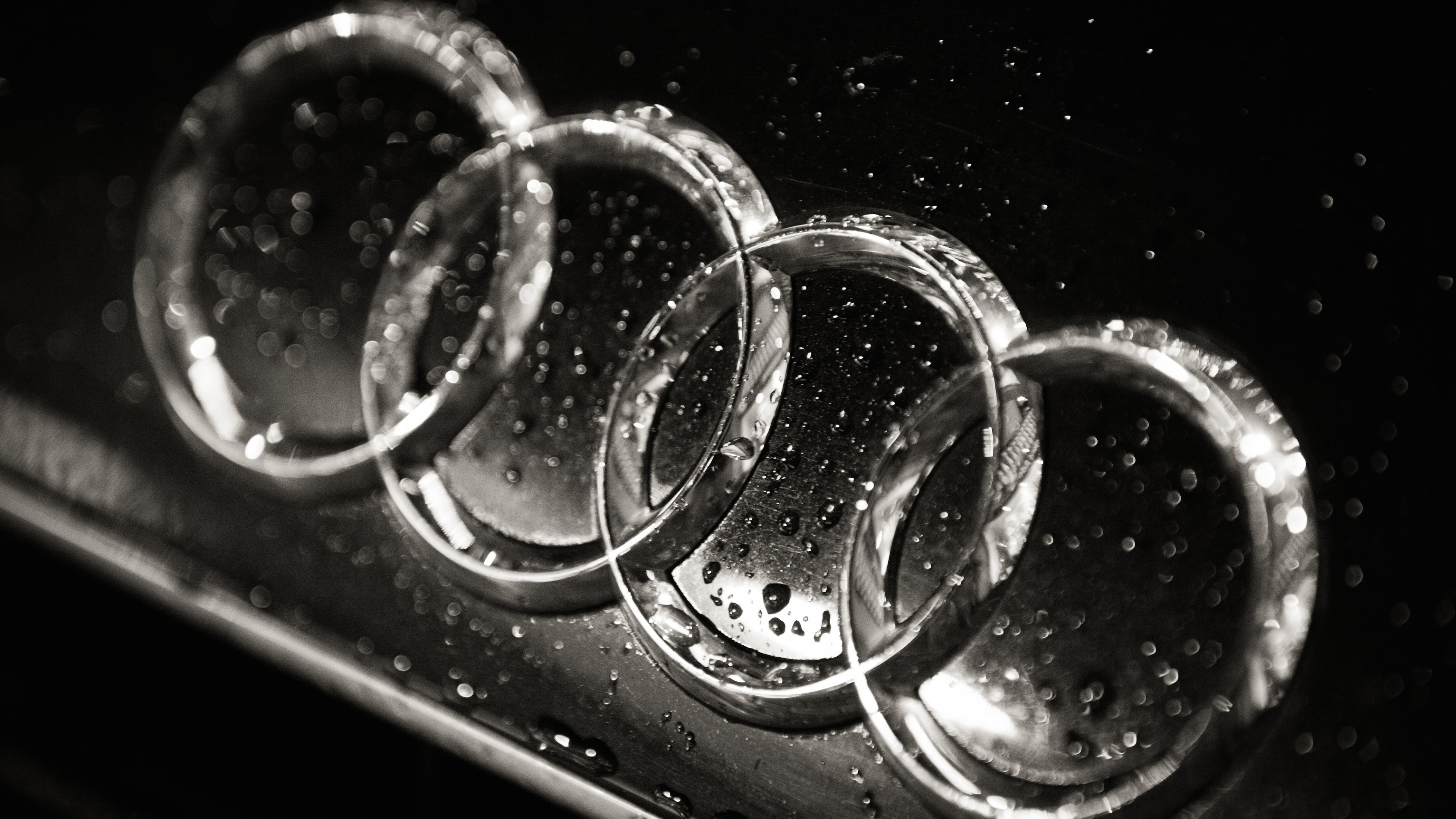 Audi logo in black and white k wallpaper