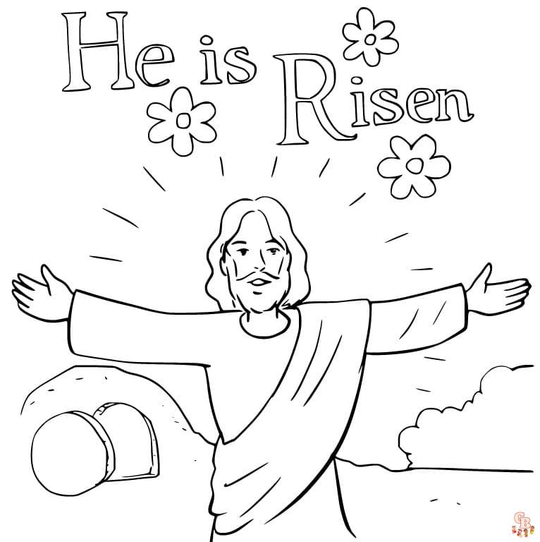 Printable he has risen coloring pages free for kids and adults