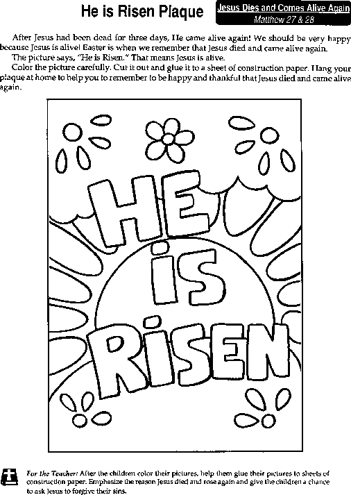 He is risen easter coloring pages easter sunday school he is risen