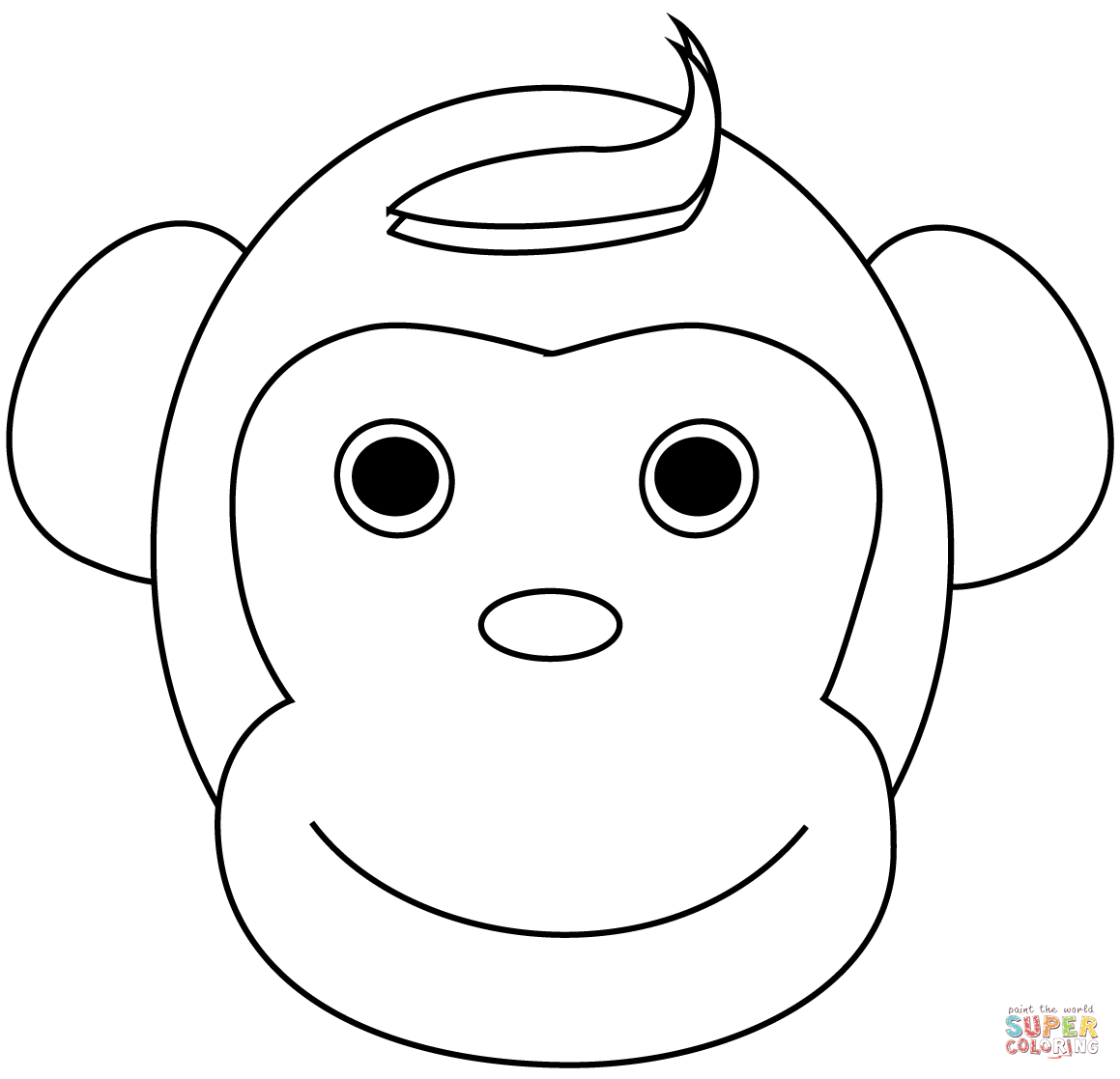 Monkey head coloring page free printable coloring pages