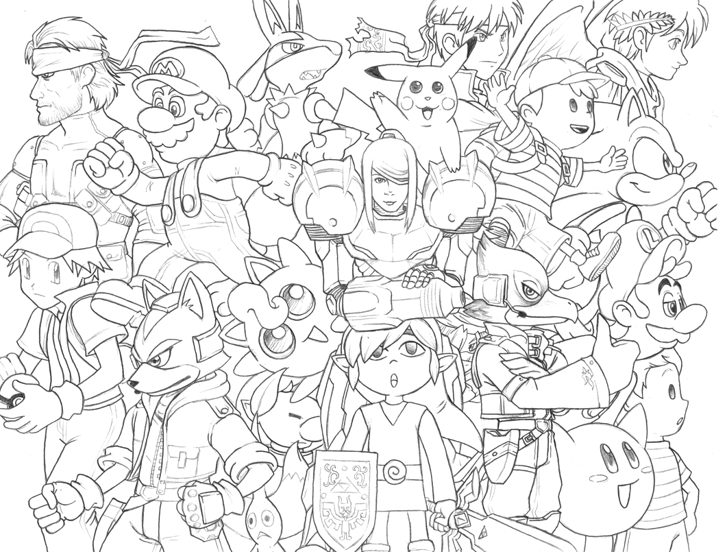 Smash bros lineart by aibryce on