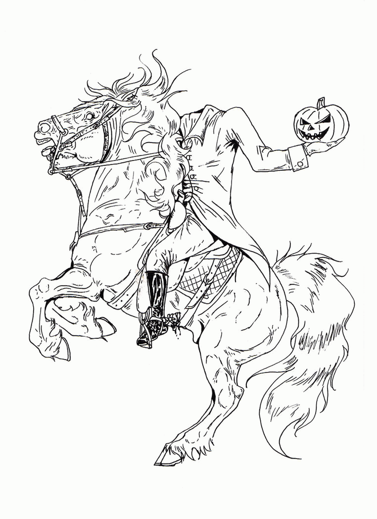 Headless horseman coloring pages printable for free download