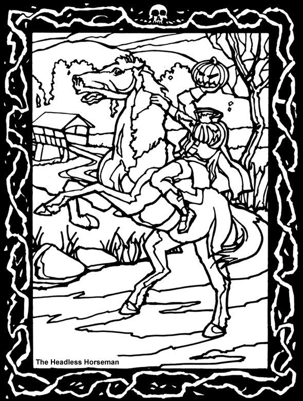 Freebie headless horseman halloween coloring page â