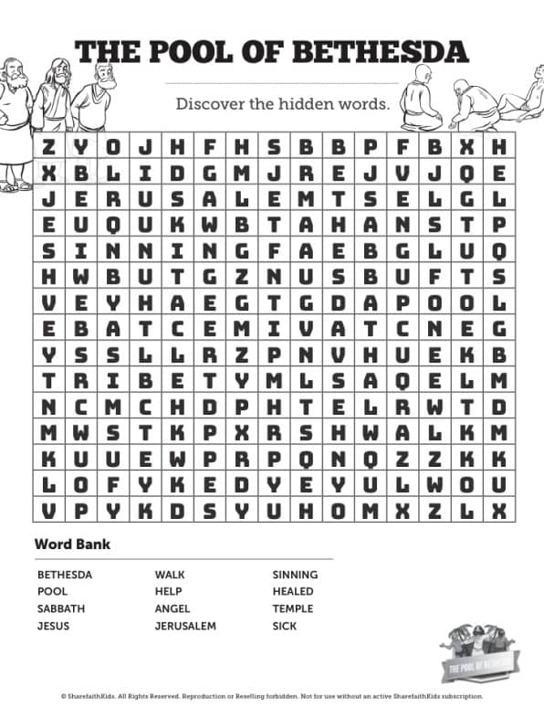 John pool of bethesda sunday school coloring pages â