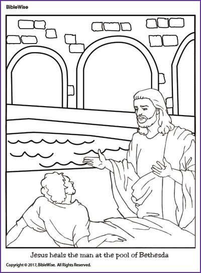 Coloring jesus heals the man at the pool of bethesda