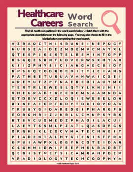 Healthcare careers word search by holistic healthcare hippie tpt