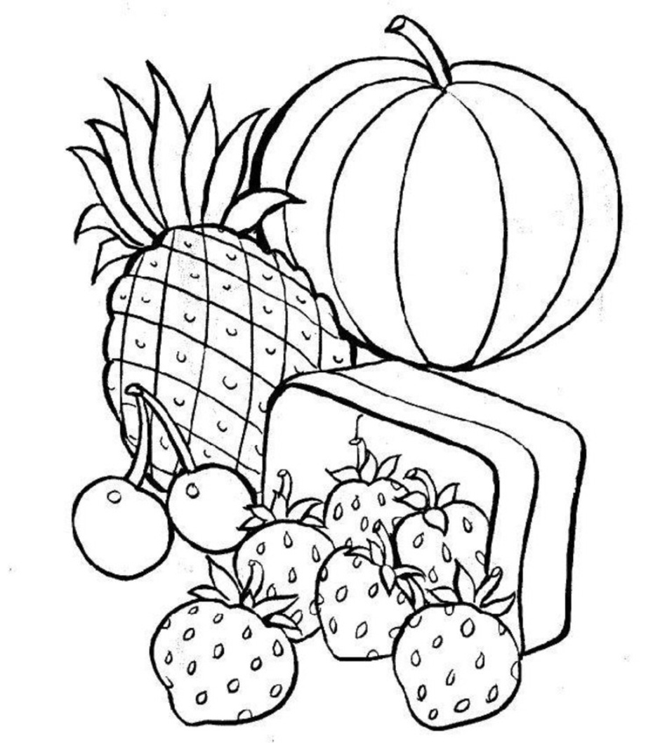 Free printable food coloring pages for kids