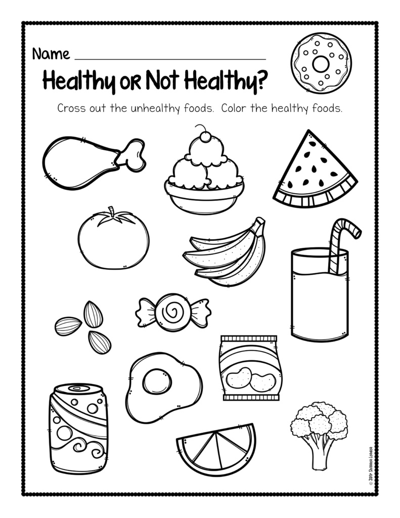 Healthy foods worksheet free download