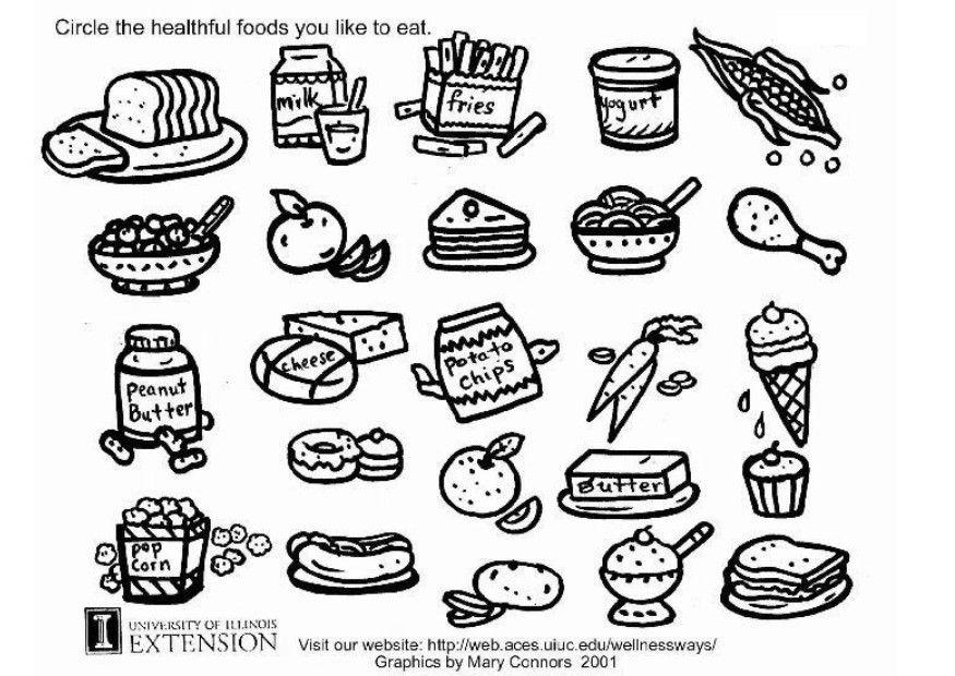 Coloring page healthy food