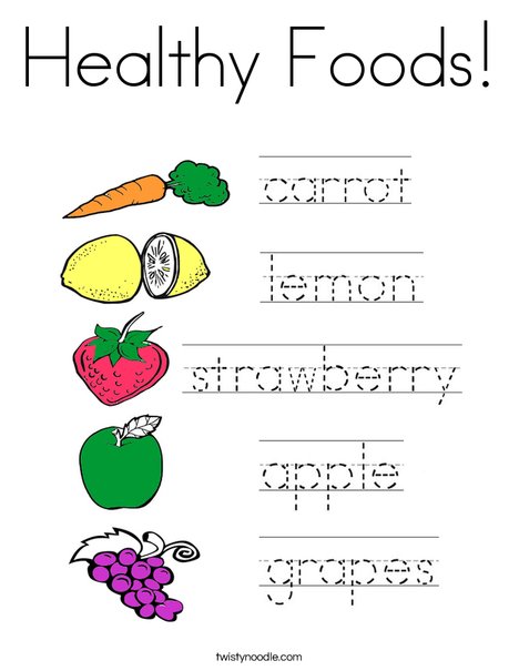 Healthy foods coloring page