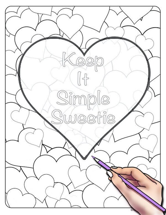 Mental health coloring pages positive reminder affirmation keep it simple sweetie self esteem empowerment coloring page printable download now