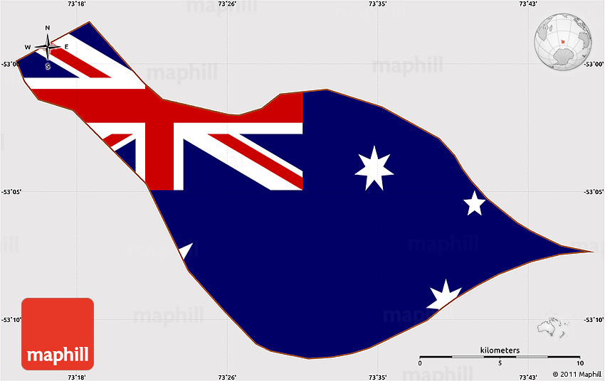 Flag simple map of heard island and mcdonald islands