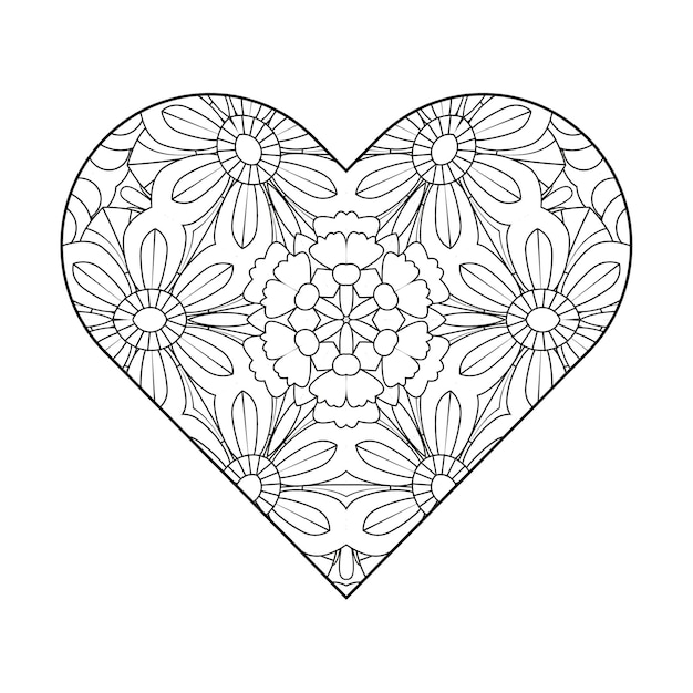 Premium vector heart coloring page valentines day coloring page adult coloring page coloring book for adults