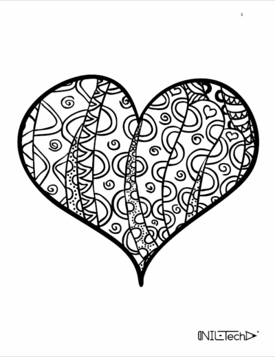 Adult coloring book with stress relieving heart patterns