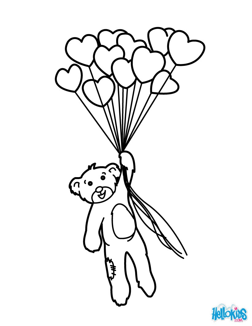 Bunch of heart balloons coloring pages