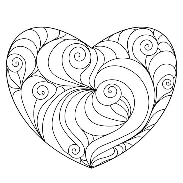 Heart coloring page stock illustrations royalty