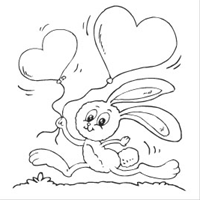 Hearts and bunny card coloring pages