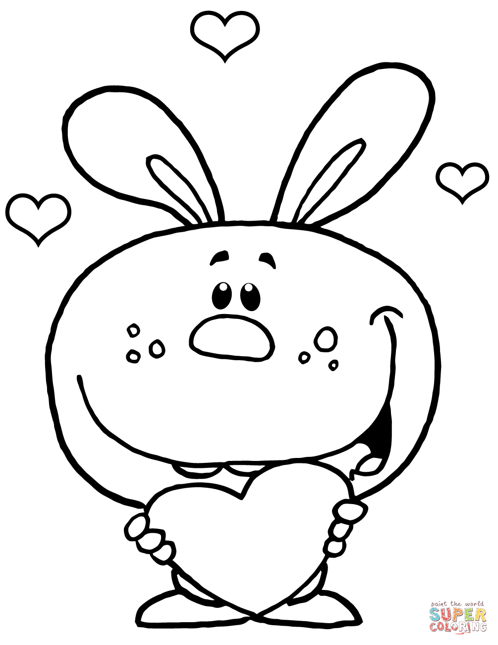 Cartoon rabbit with heart coloring page free printable coloring pages