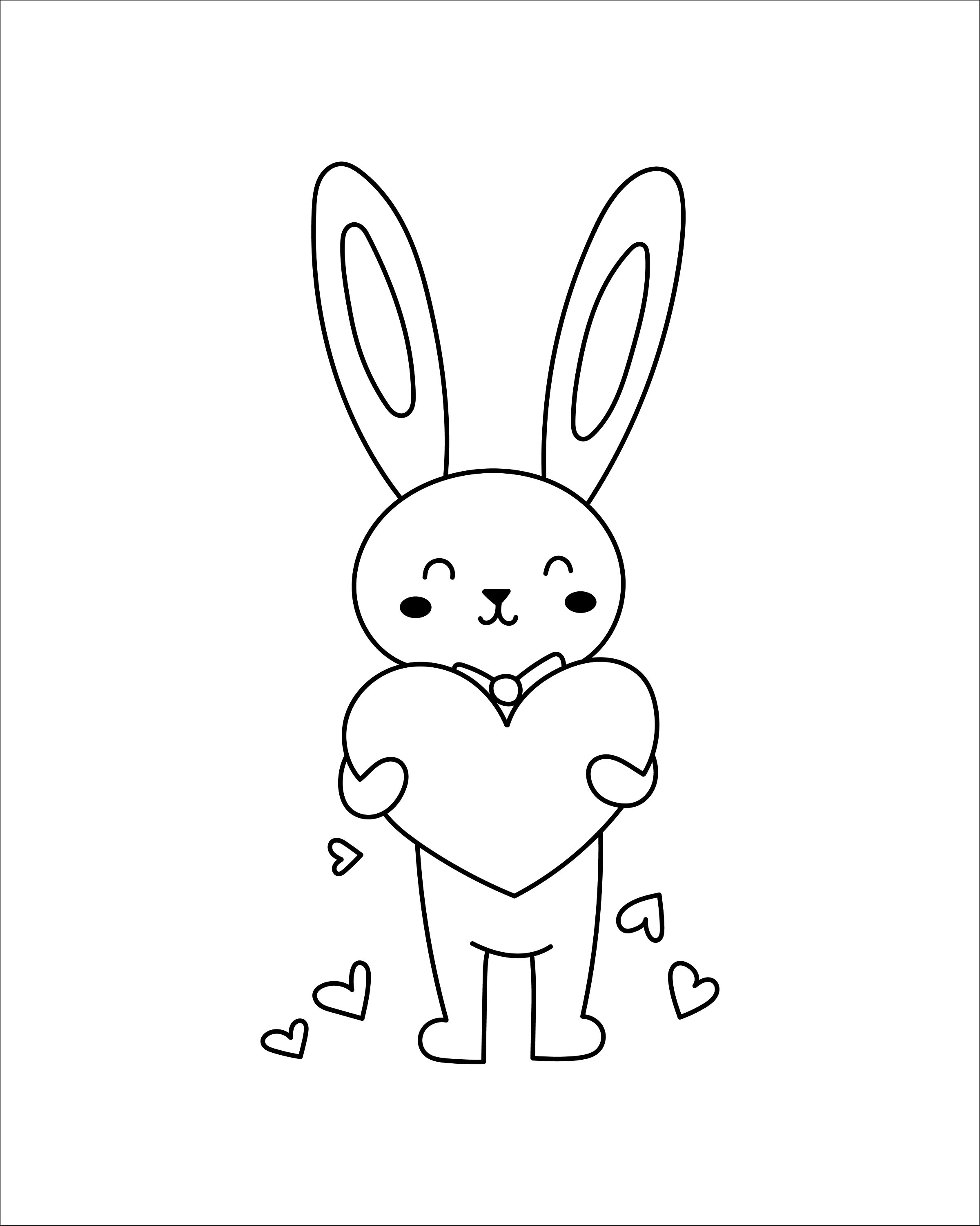 Cute rabbit bunny coloring book pages