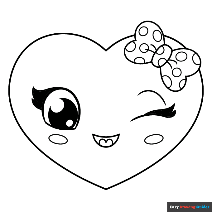 Cute heart coloring page easy drawing guides