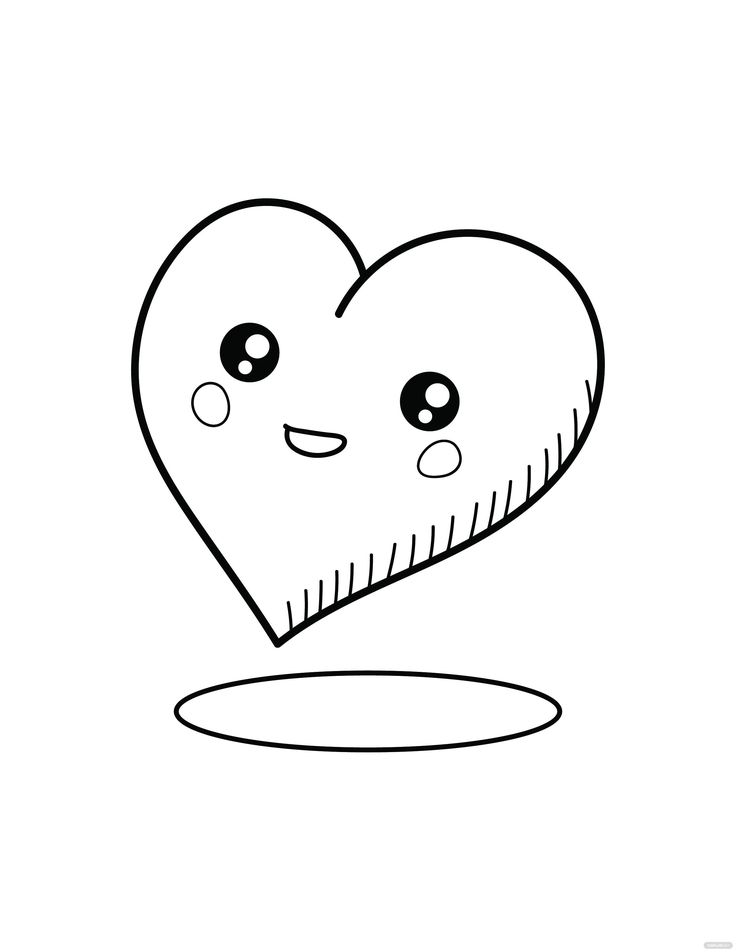 Free cute heart coloring page