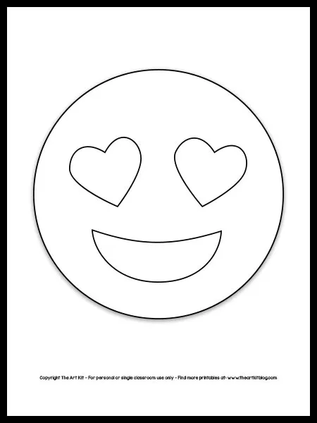 Emoji coloring page â heart eyes free printable â the art kit