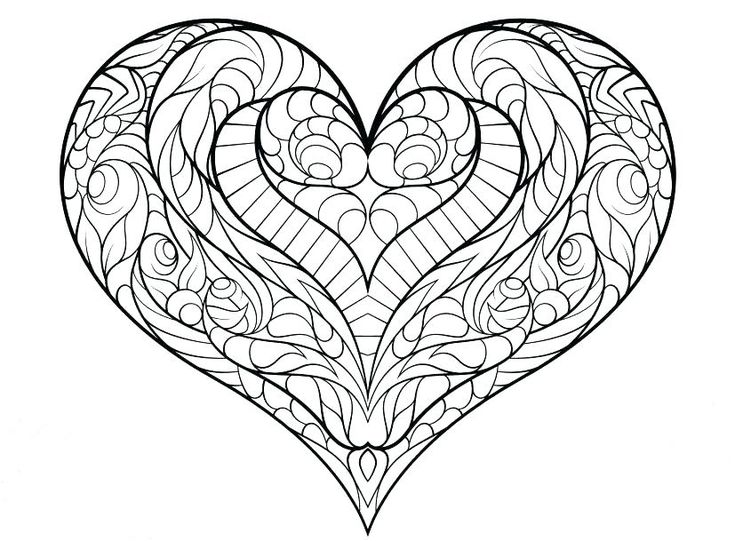 Hearts coloring pages for adults