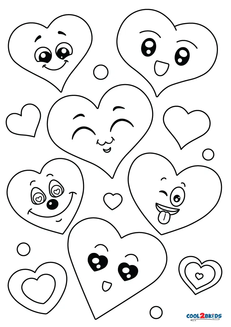 Free printable heart coloring pages for kids