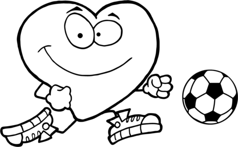 Healthy red heart with a soccer ball coloring page free printable coloring pages