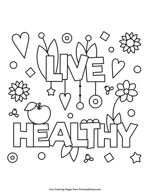 Live healthy coloring page â free printable pdf from