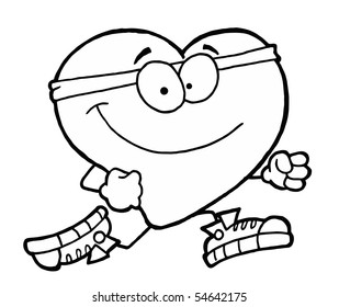 Black white coloring page outline jogging stock illustration