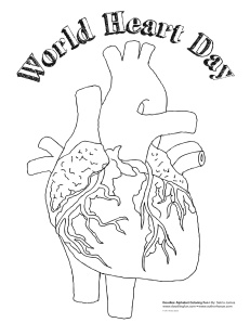 World heart day coloring sheet doodles ave