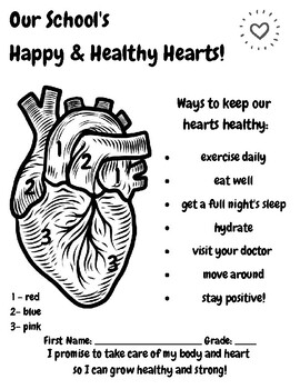 Healthy hearts coloring worksheet by thebalancednurse tpt