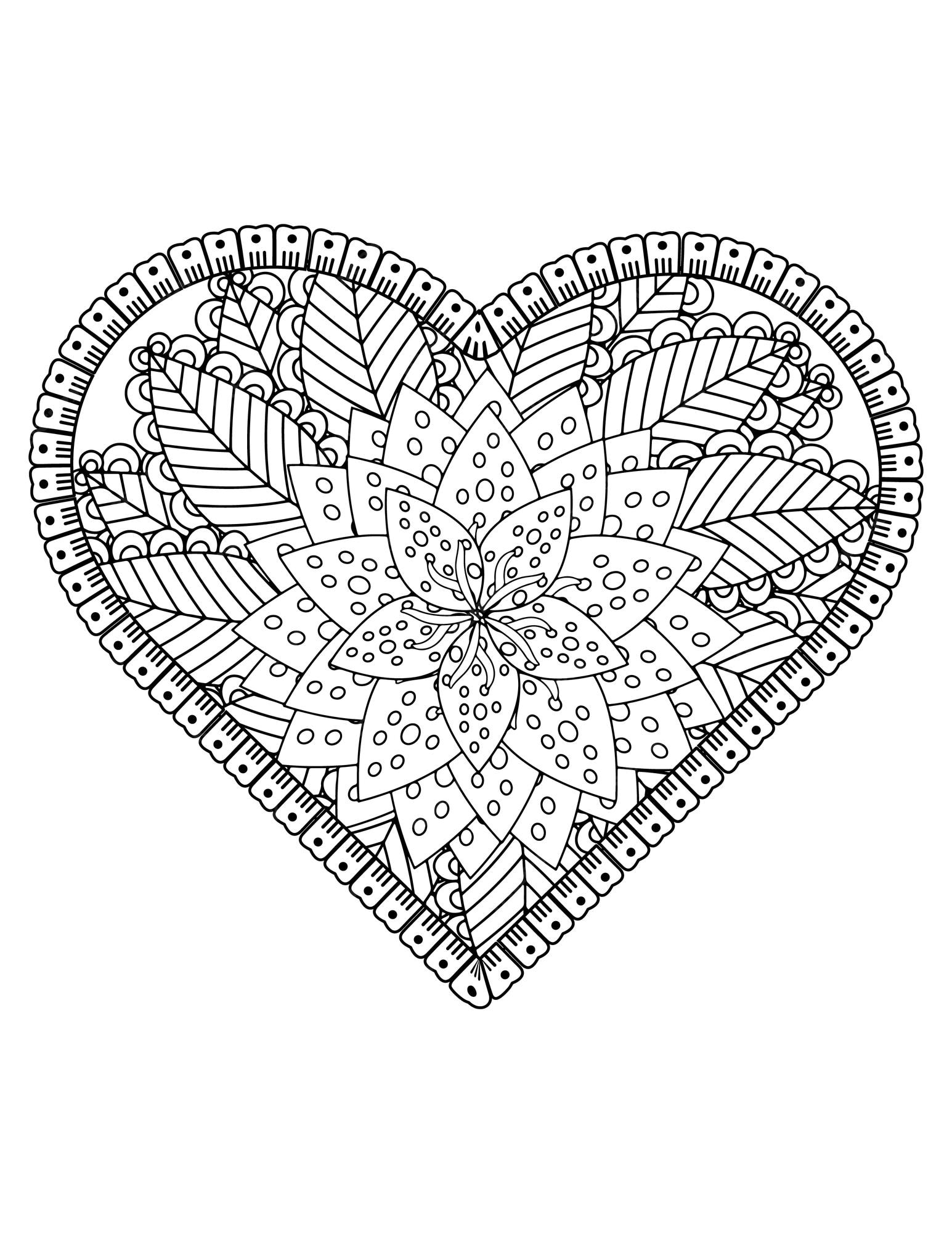 Premium vector heart coloring page for adult and kids love coloring vector valentine pattern design valentine