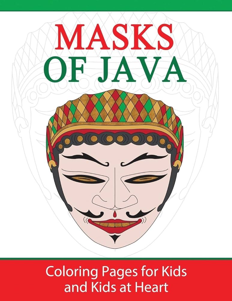 Masks of java colorg pages for kids and kids at heart hands