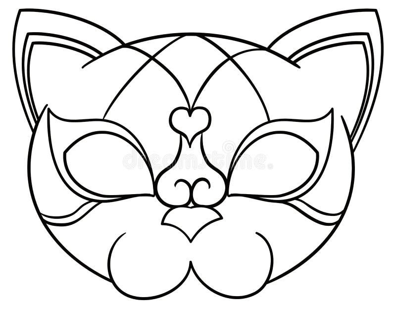 Cat mask design with heart for coloring vector illustration stock vector