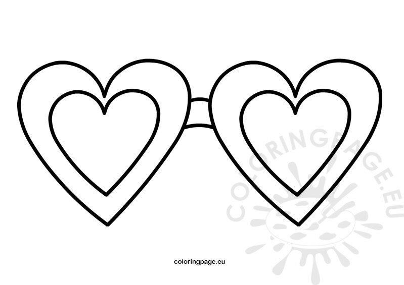 Two hearts mask coloring page