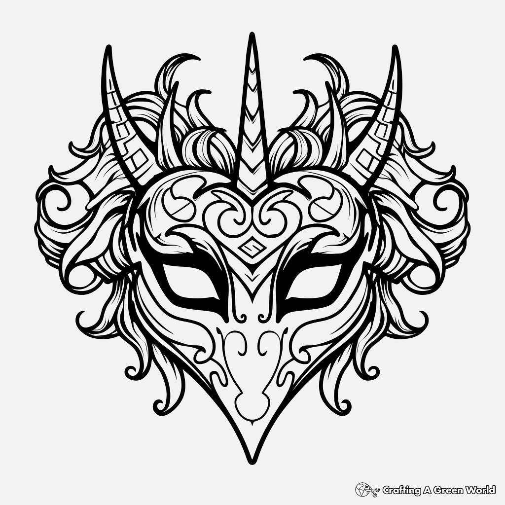 Unicorn mask coloring pages
