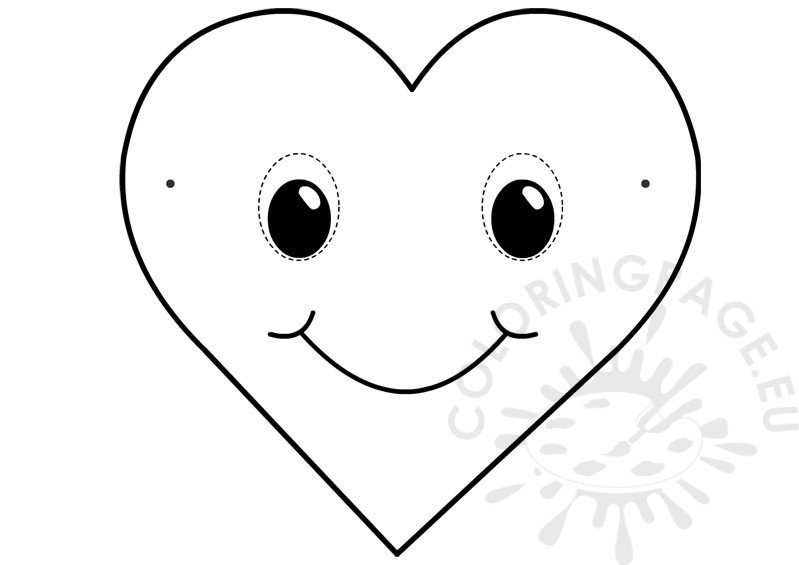 Heart mask coloring page