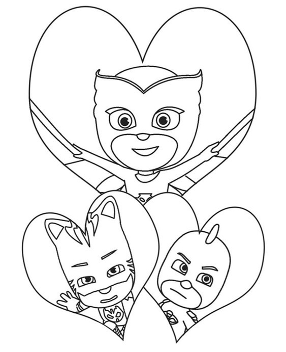 Free easy to print pj mask coloring pages