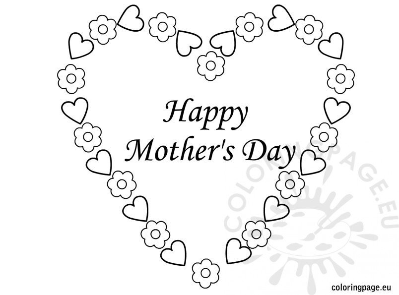 Mothers day heart coloring page coloring page