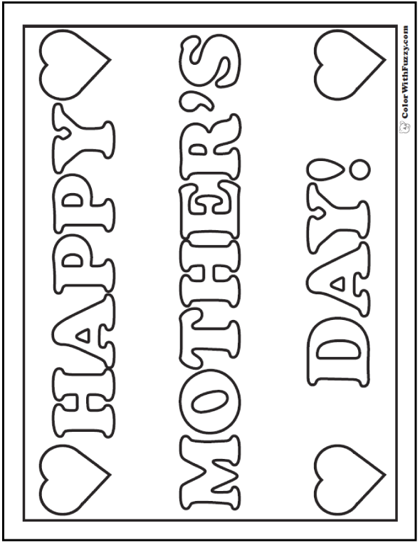 Hearts mothers day coloring pages