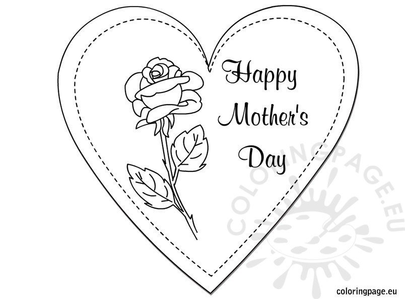 Printable mothers day card to color coloring page