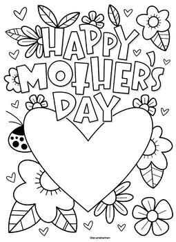 Mothers day coloring page by mrs arnolds art room tpt