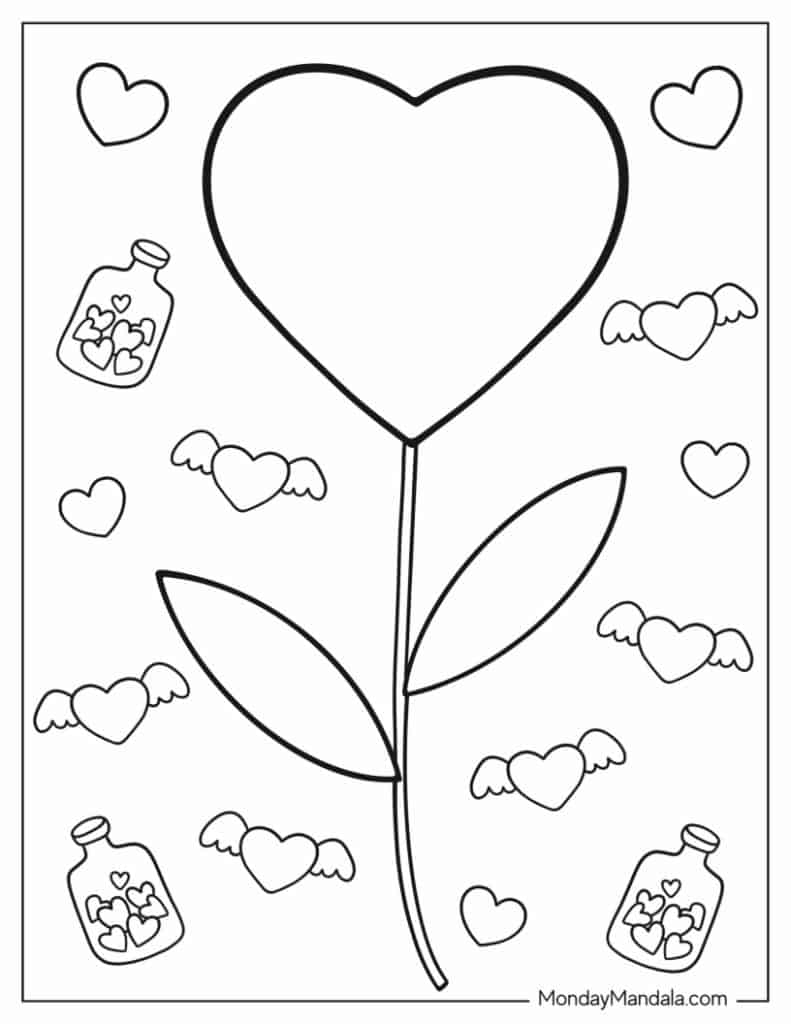 Heart coloring pages free pdf printables