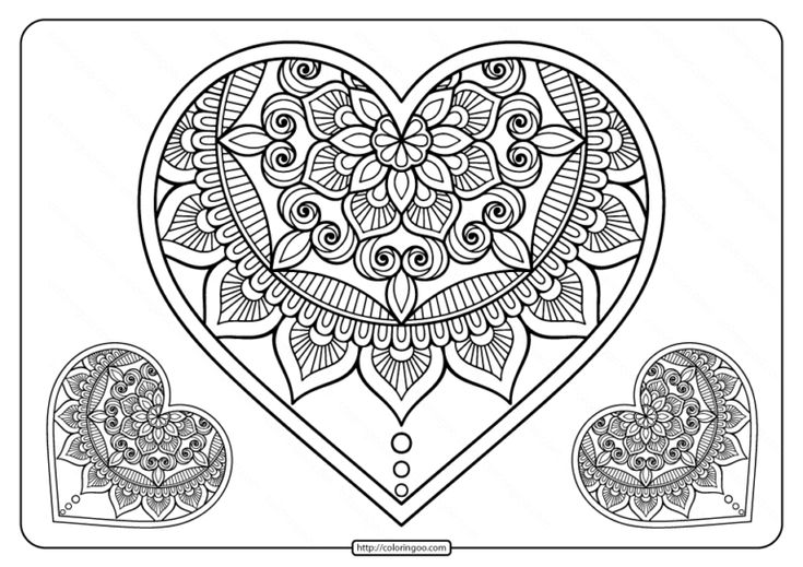 Free printable mandala heart pdf coloring page heart coloring pages coloring pages valentines day coloring page