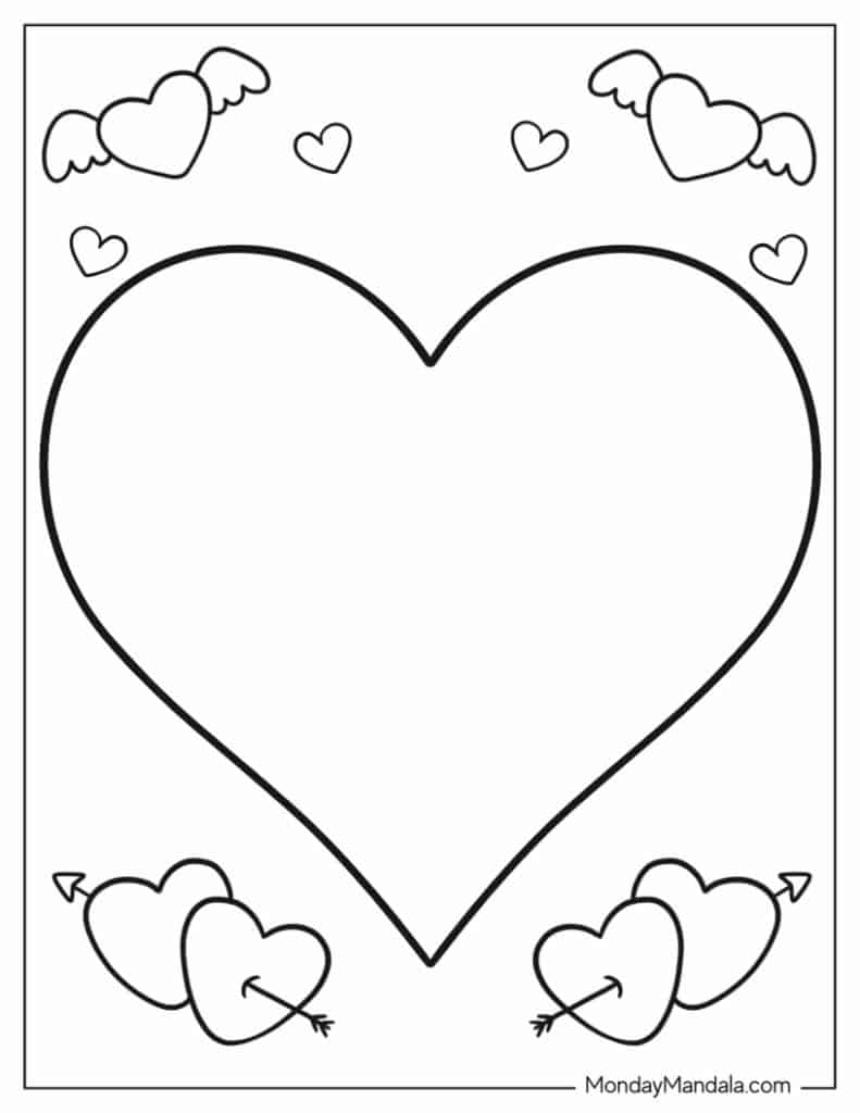 Heart coloring pages free pdf printables