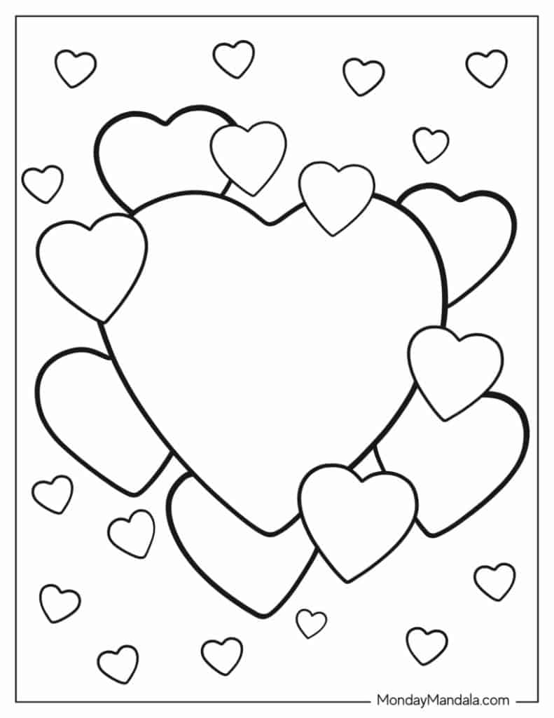 Heart coloring pages free pdf printables