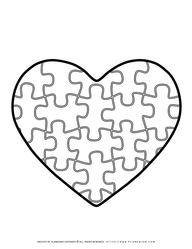 Heart puzzle template